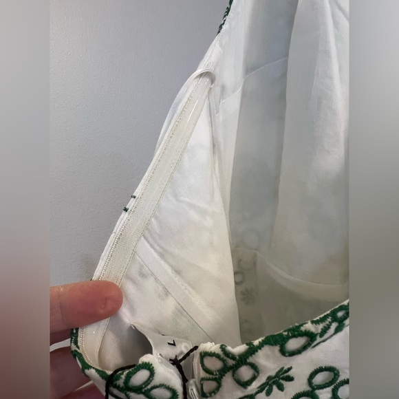 MILLY Hayden Scallop Eyelet Dress in White & Green - Picture 13 of 16